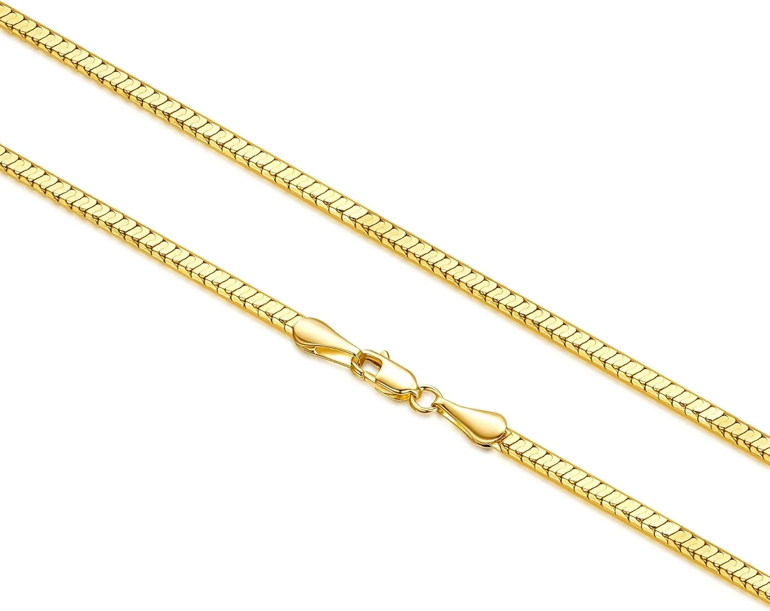 14K Gold Chain Necklace Women Trendy 2.8mm Snake Necklace for Women Gleaming Finish Square Snake Chains Dainty Necklaces for Womens Men 16-24 Inches