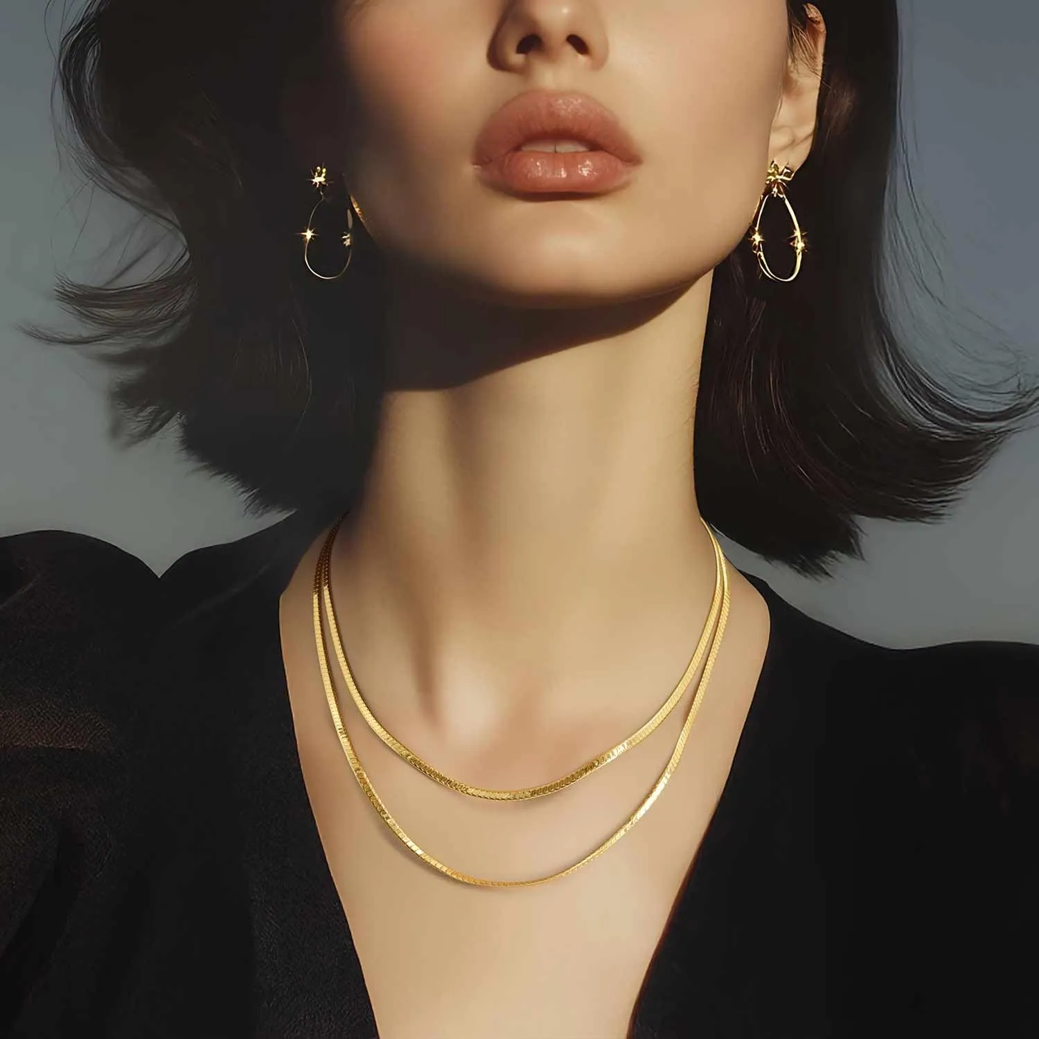 14K Gold Chain Necklace Women Trendy 2.8mm Snake Necklace for Women Gleaming Finish Square Snake Chains Dainty Necklaces for Womens Men 16-24 Inches