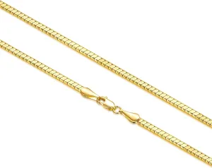 14K Gold Chain Necklace Women Trendy 2.8mm Snake Necklace for Women Gleaming Finish Square Snake Chains Dainty Necklaces for Womens Men 16-24 Inches