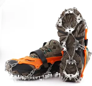 32-Spike Hiking Boots & Shoes Traction Cleats Ice Snow Grips Stainless Steel Anti Slip for Winter Outdoor Activities