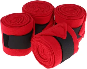 4pcs Soft Fleece Horse Leg Boots Wraps Equestrian Leg Polo Bandage 300x11cm,Offer support and protection Red