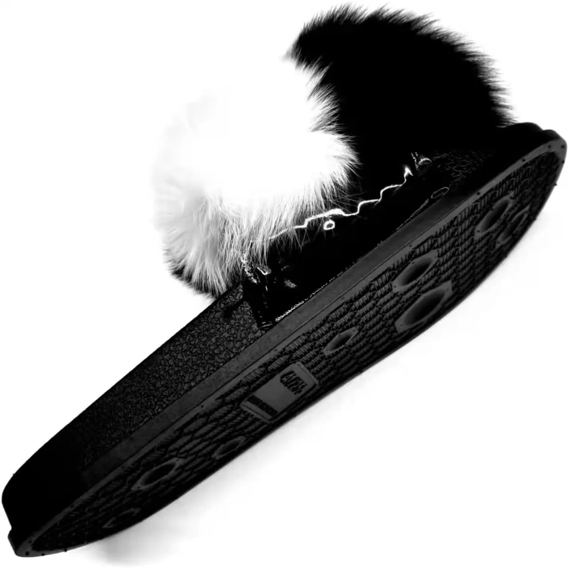 7K Women Fuzzy Slides Fluffy slippers, Open Toe Slip On Furry Fleece Sandals