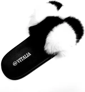 7K Women Fuzzy Slides Fluffy slippers, Open Toe Slip On Furry Fleece Sandals