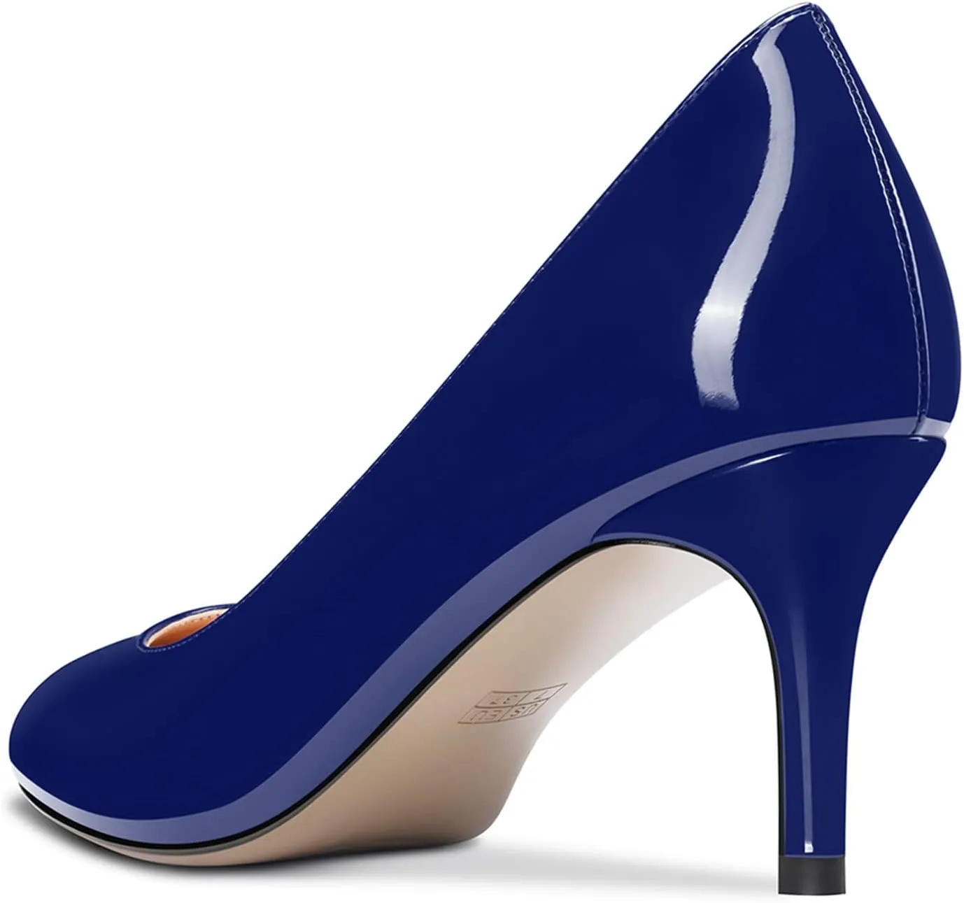 Aachcol Women Round Toe Pumps Stiletto Mid Heel Slip-on Dress Shoes Office 2.5 Inch