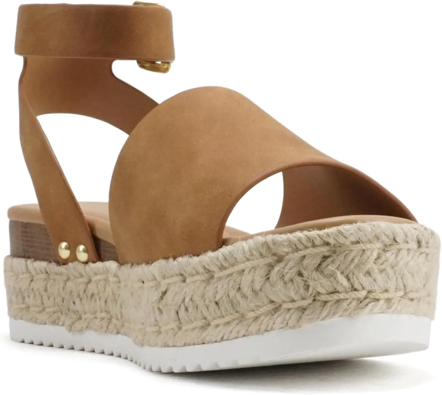 ABSOLEX ADELE ~ Women's Open Toe Buckle Ankle Strap Espadrilles Flatform Wedge Casual Sandal