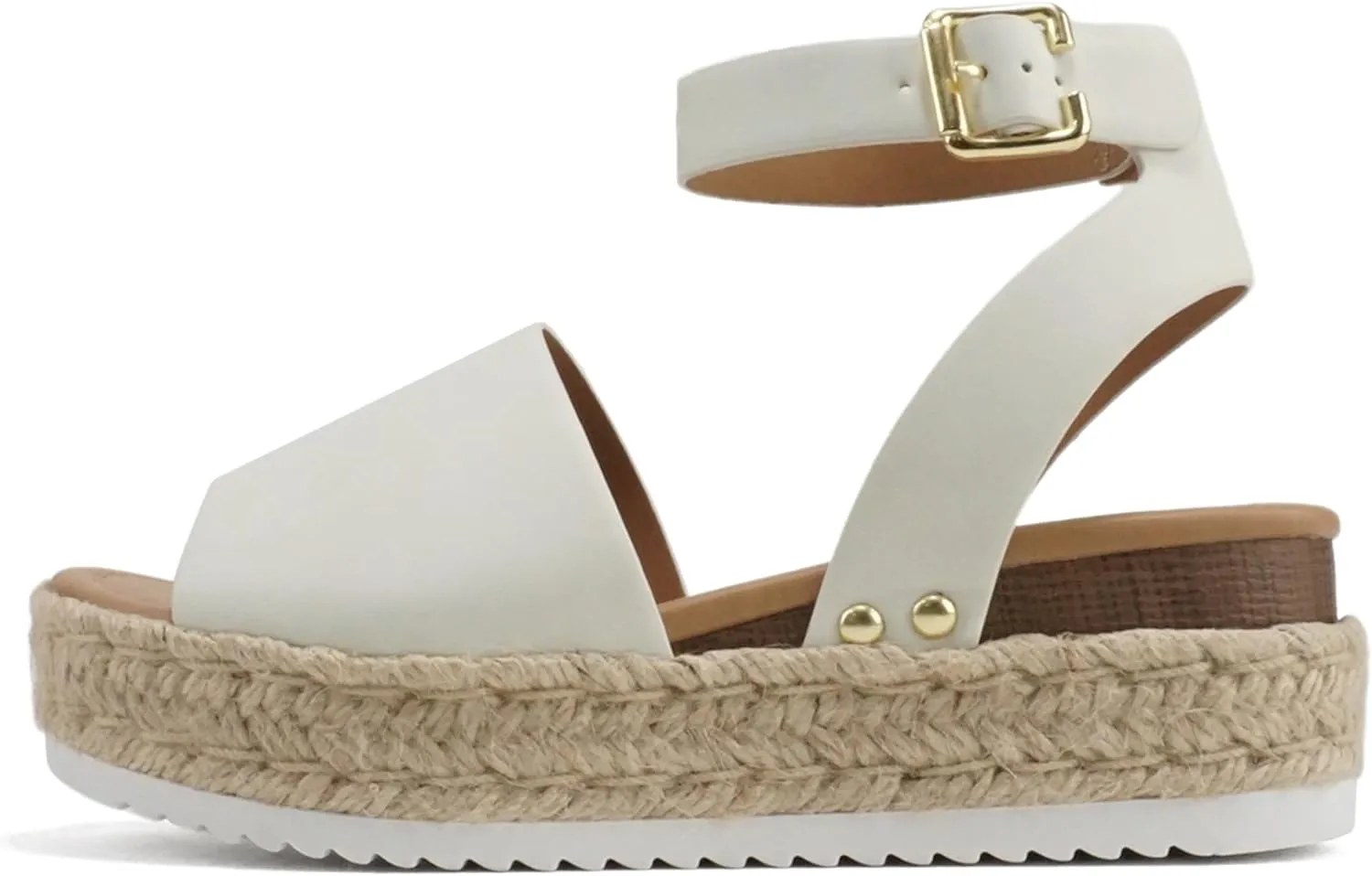 ABSOLEX ADELE ~ Women's Open Toe Buckle Ankle Strap Espadrilles Flatform Wedge Casual Sandal