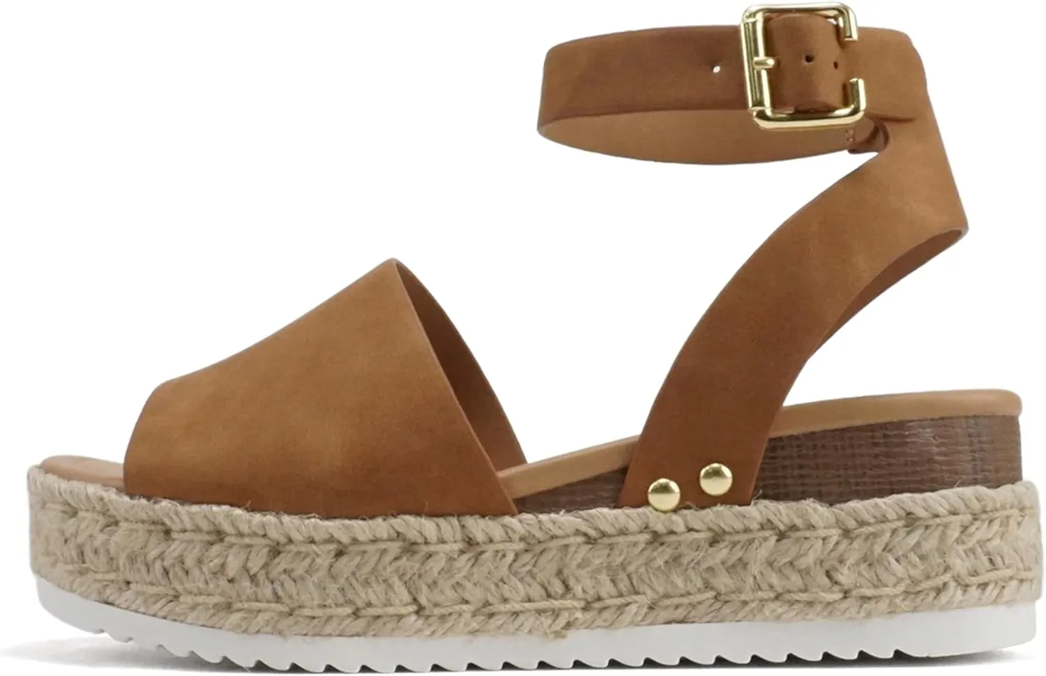 ABSOLEX ADELE ~ Women's Open Toe Buckle Ankle Strap Espadrilles Flatform Wedge Casual Sandal