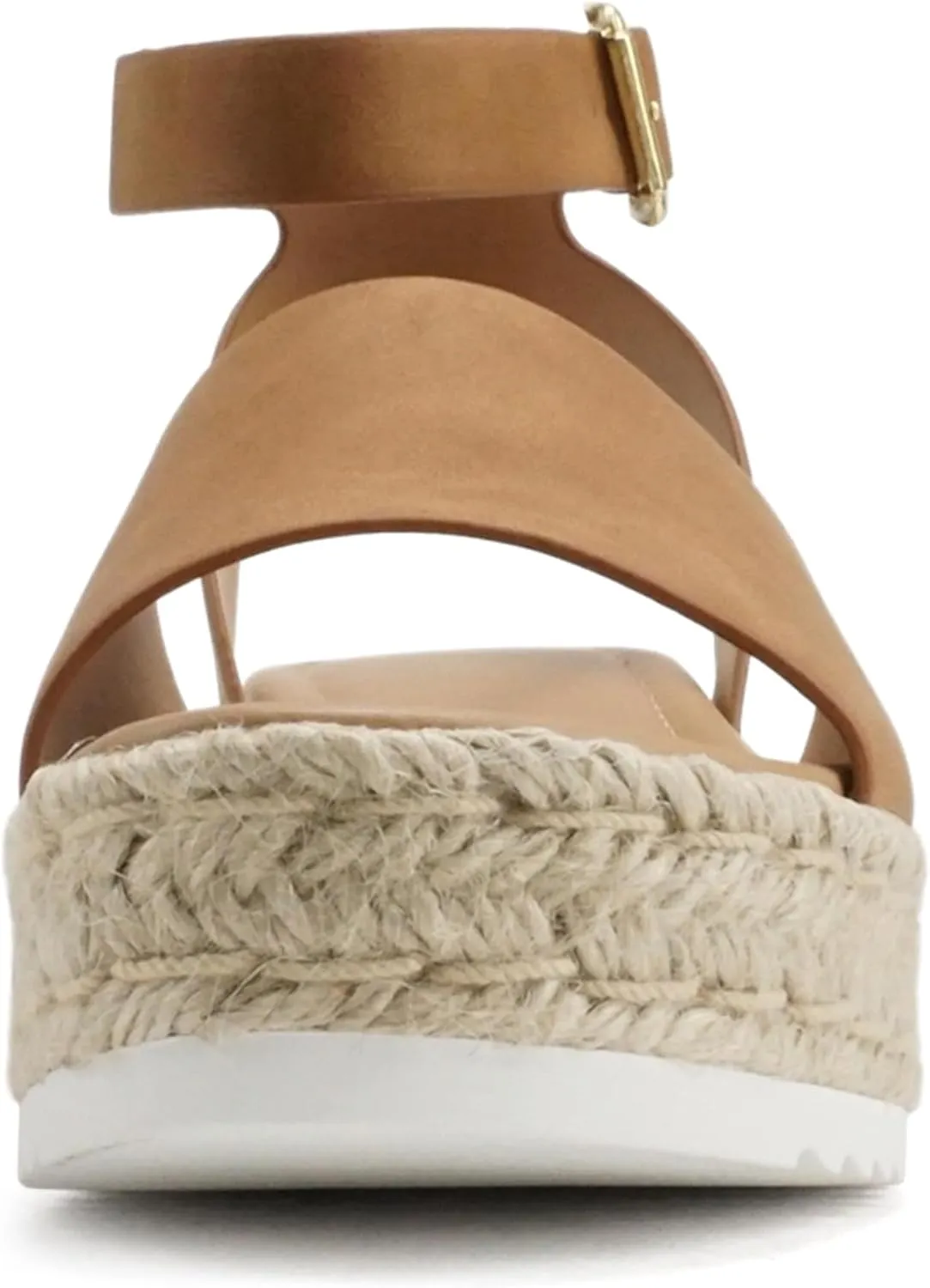 ABSOLEX ADELE ~ Women's Open Toe Buckle Ankle Strap Espadrilles Flatform Wedge Casual Sandal