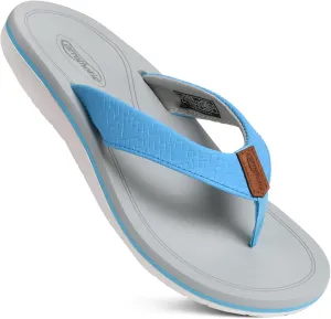 AEROTHOTIC Flip Flops Arch Support Womens – Slip On Recovery Plantar Fasciitis Relief Orthotic Slippers – Lightweight Thong Cushioning Sandals Women – Indoor Outdoor Beach Yoga Mat Footbed Footwear