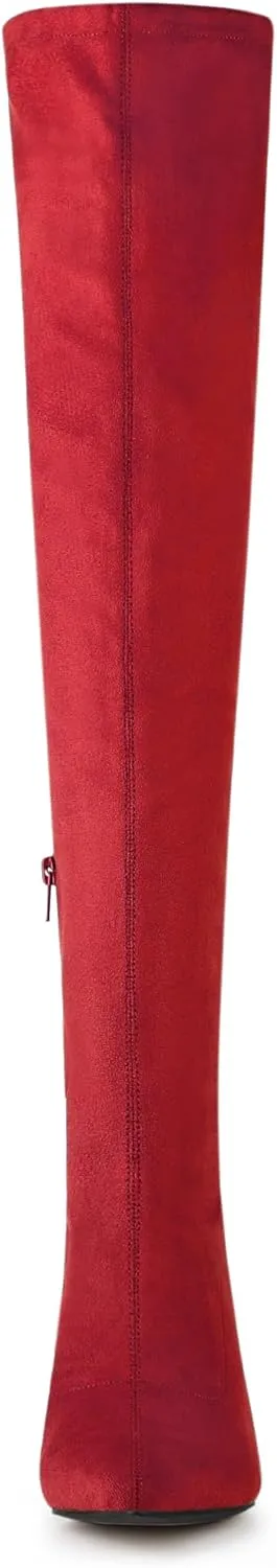 Allegra K Women's Chunky Heels Bling Rhinestone Over the Knee High Boots