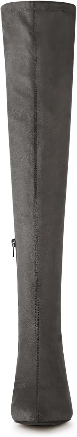 Allegra K Women's Chunky Heels Bling Rhinestone Over the Knee High Boots