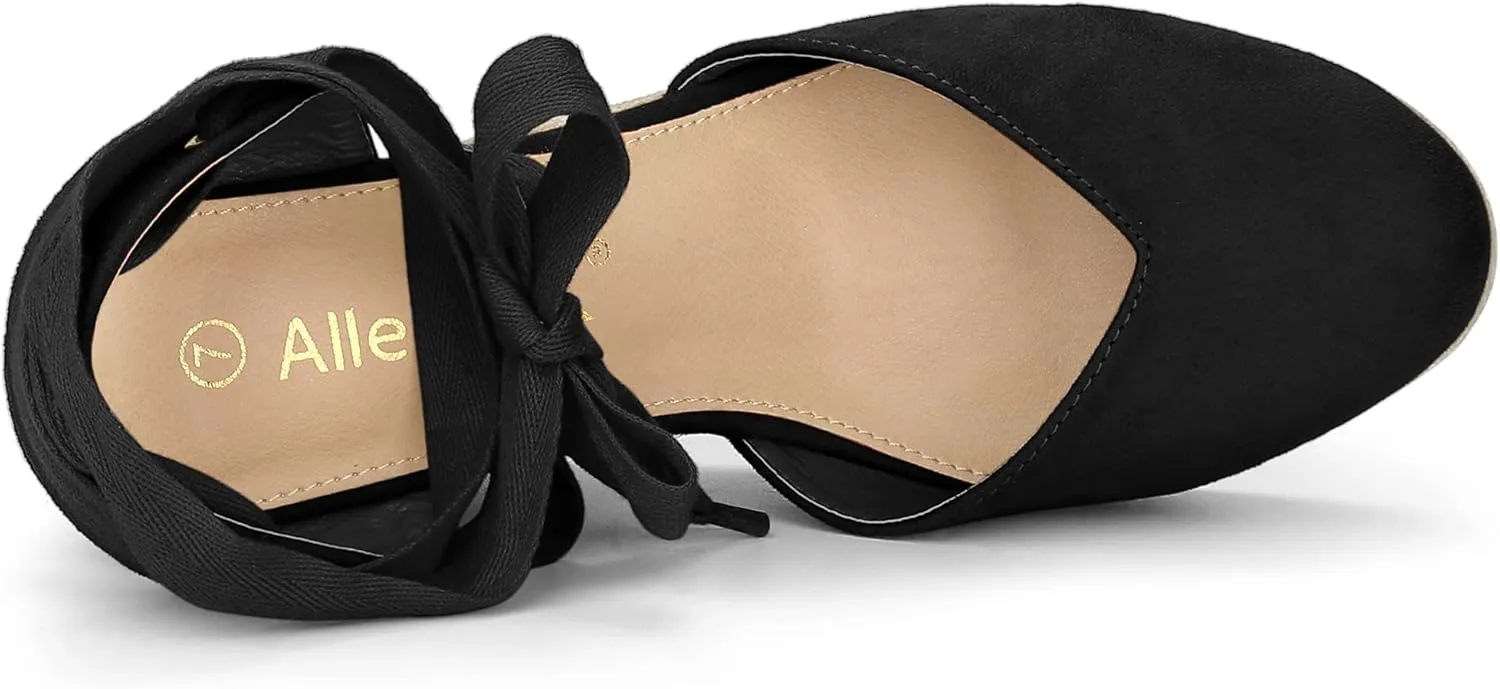 Allegra K Women's Closed Toe Espadrilles Wedges Tie Up Wedge Sandals