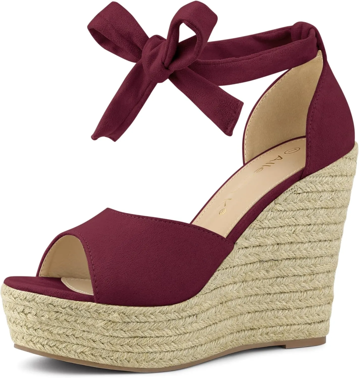 Allegra K Women's Espadrilles Tie Up Ankle Strap Wedges Sandals