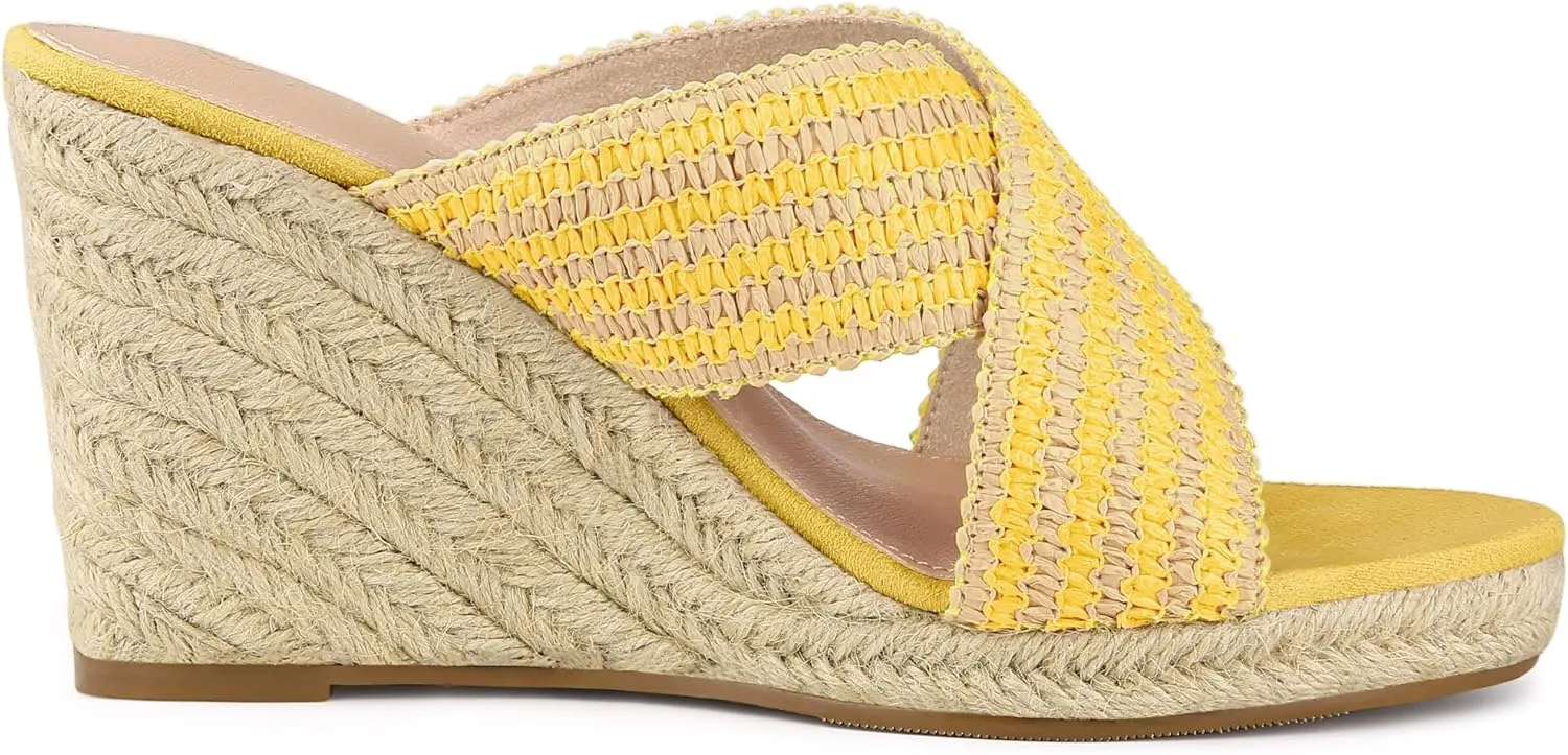 Allegra K Women's Espadrilles Wedges Slide Wedge Sandals
