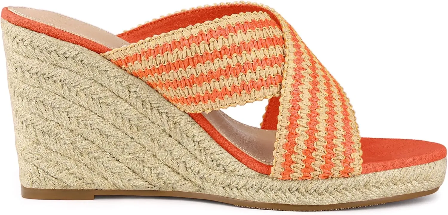 Allegra K Women's Espadrilles Wedges Slide Wedge Sandals