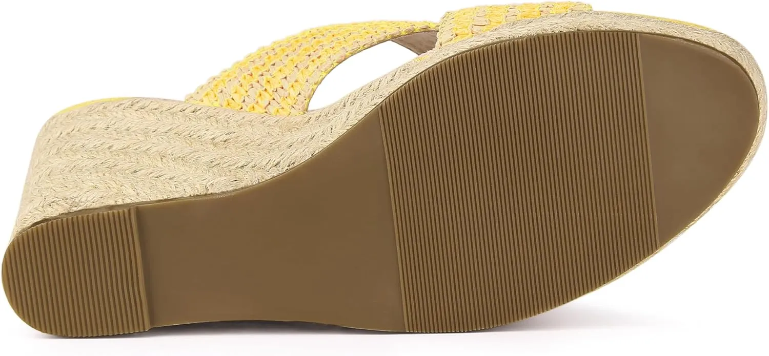 Allegra K Women's Espadrilles Wedges Slide Wedge Sandals