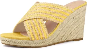 Allegra K Women's Espadrilles Wedges Slide Wedge Sandals
