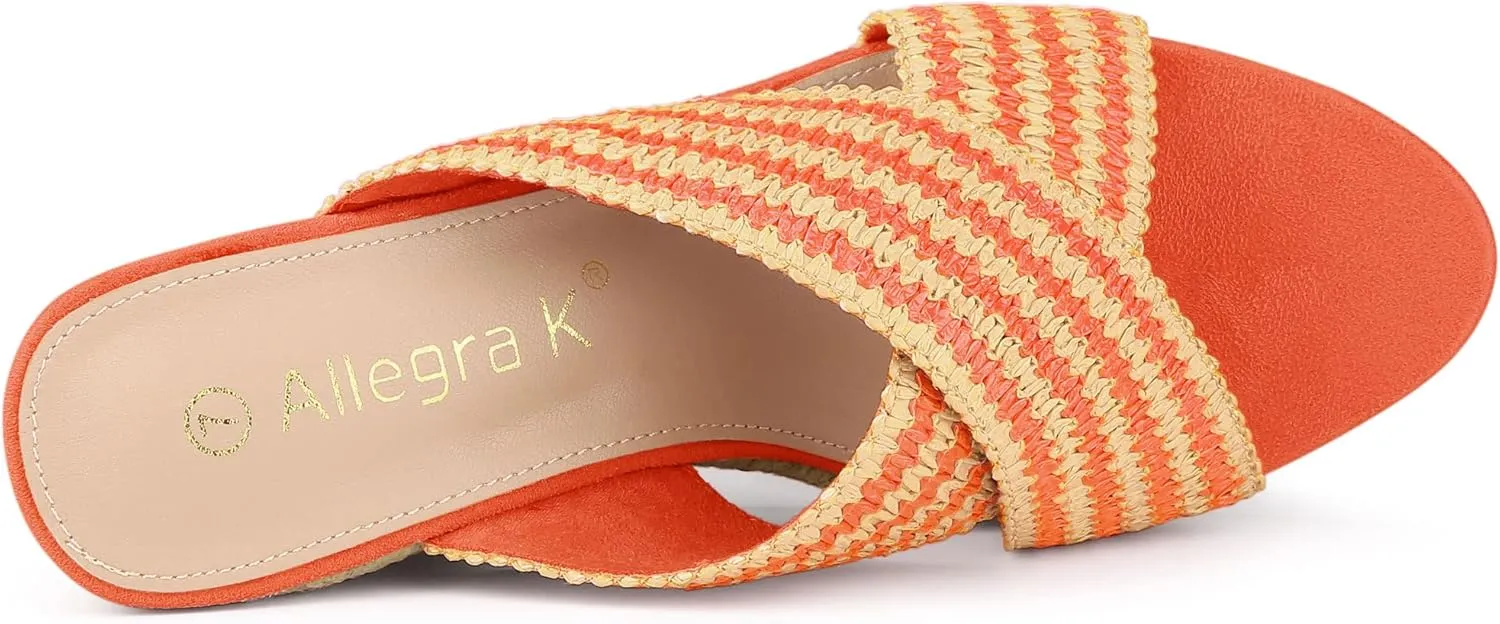 Allegra K Women's Espadrilles Wedges Slide Wedge Sandals