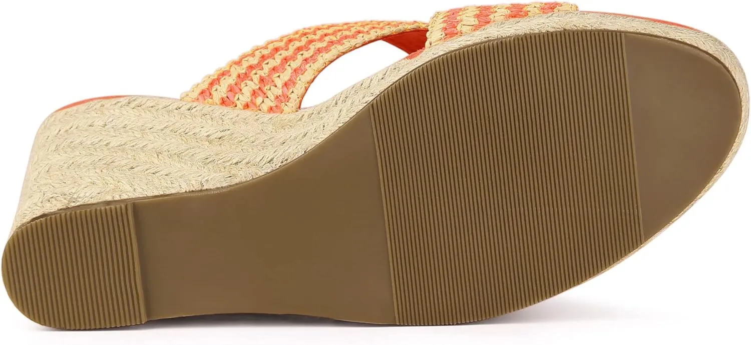 Allegra K Women's Espadrilles Wedges Slide Wedge Sandals
