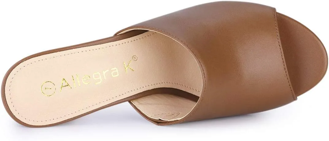 Allegra K Women's Slip on Block Heel Slide Sandals