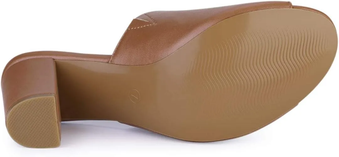 Allegra K Women's Slip on Block Heel Slide Sandals
