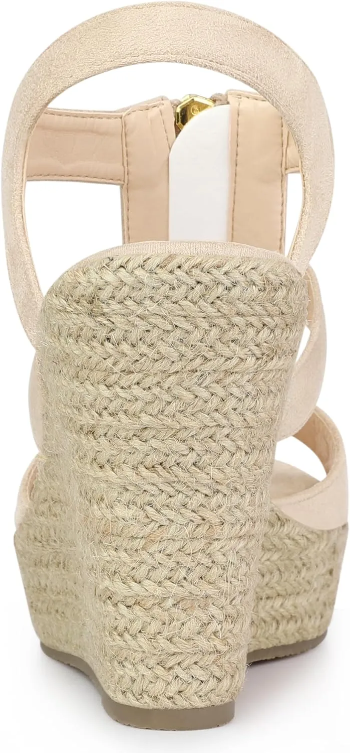Allegra K Women's Wedges Zipper Sandals Platform Wedges Heels Sandals