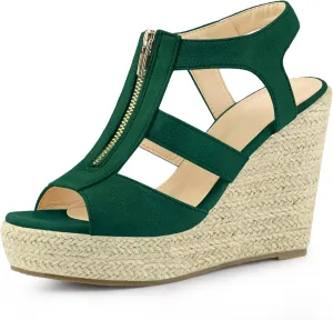 Allegra K Women's Wedges Zipper Sandals Platform Wedges Heels Sandals
