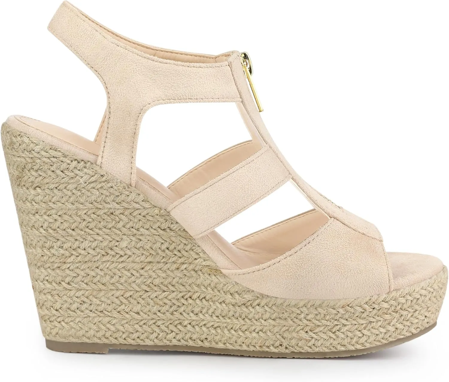 Allegra K Women's Wedges Zipper Sandals Platform Wedges Heels Sandals