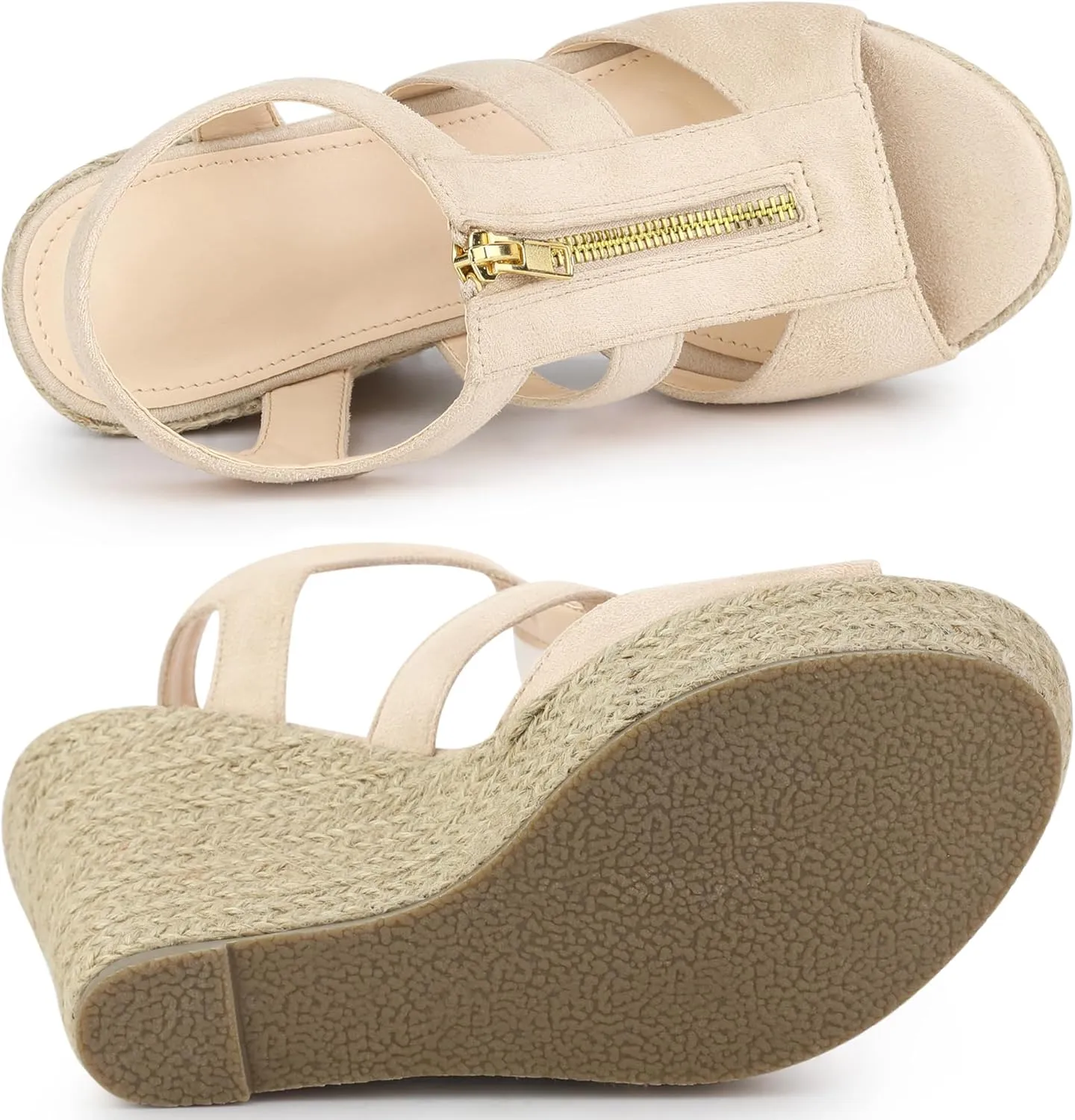 Allegra K Women's Wedges Zipper Sandals Platform Wedges Heels Sandals