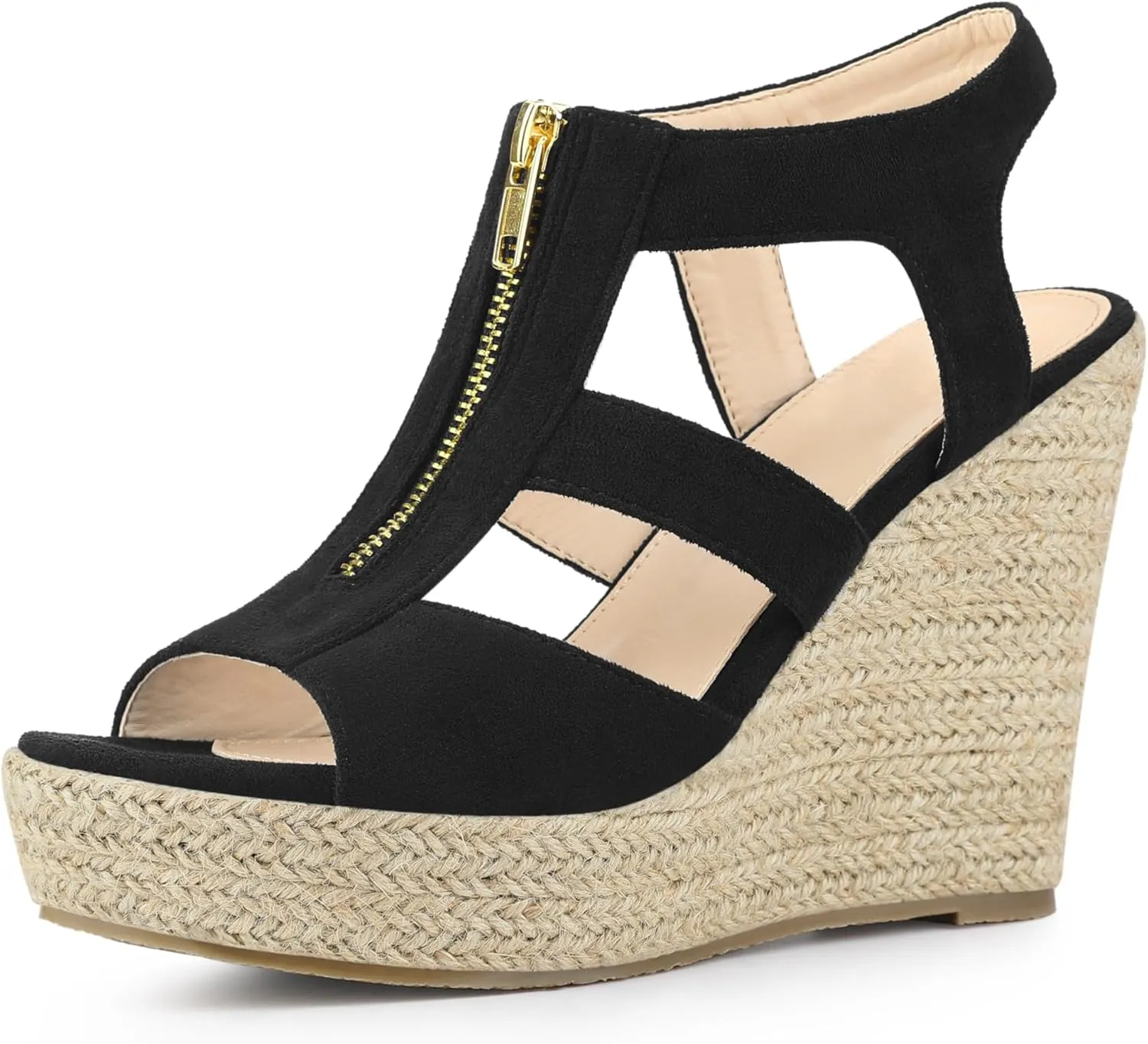 Allegra K Women's Wedges Zipper Sandals Platform Wedges Heels Sandals