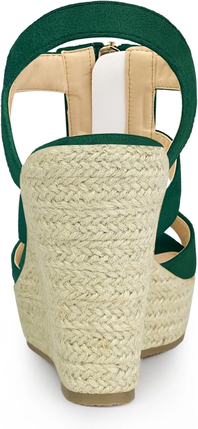 Allegra K Women's Wedges Zipper Sandals Platform Wedges Heels Sandals