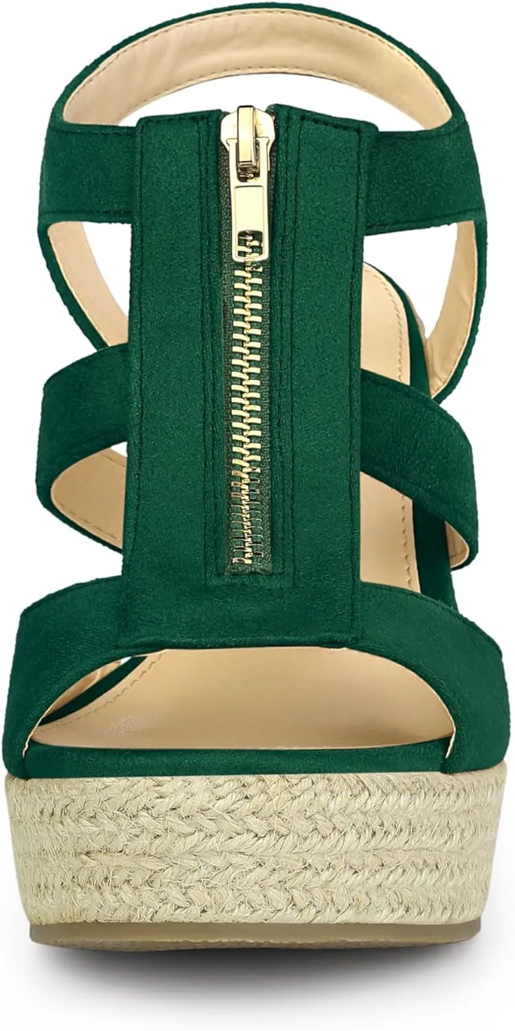 Allegra K Women's Wedges Zipper Sandals Platform Wedges Heels Sandals
