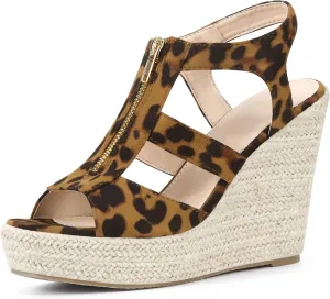 Allegra K Women's Wedges Zipper Sandals Platform Wedges Heels Sandals