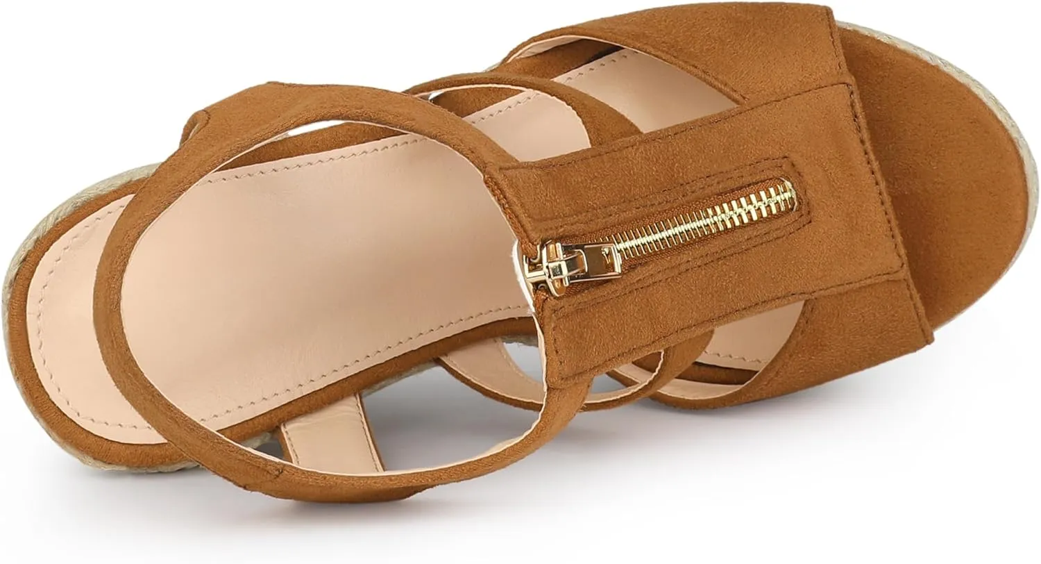 Allegra K Women's Wedges Zipper Sandals Platform Wedges Heels Sandals