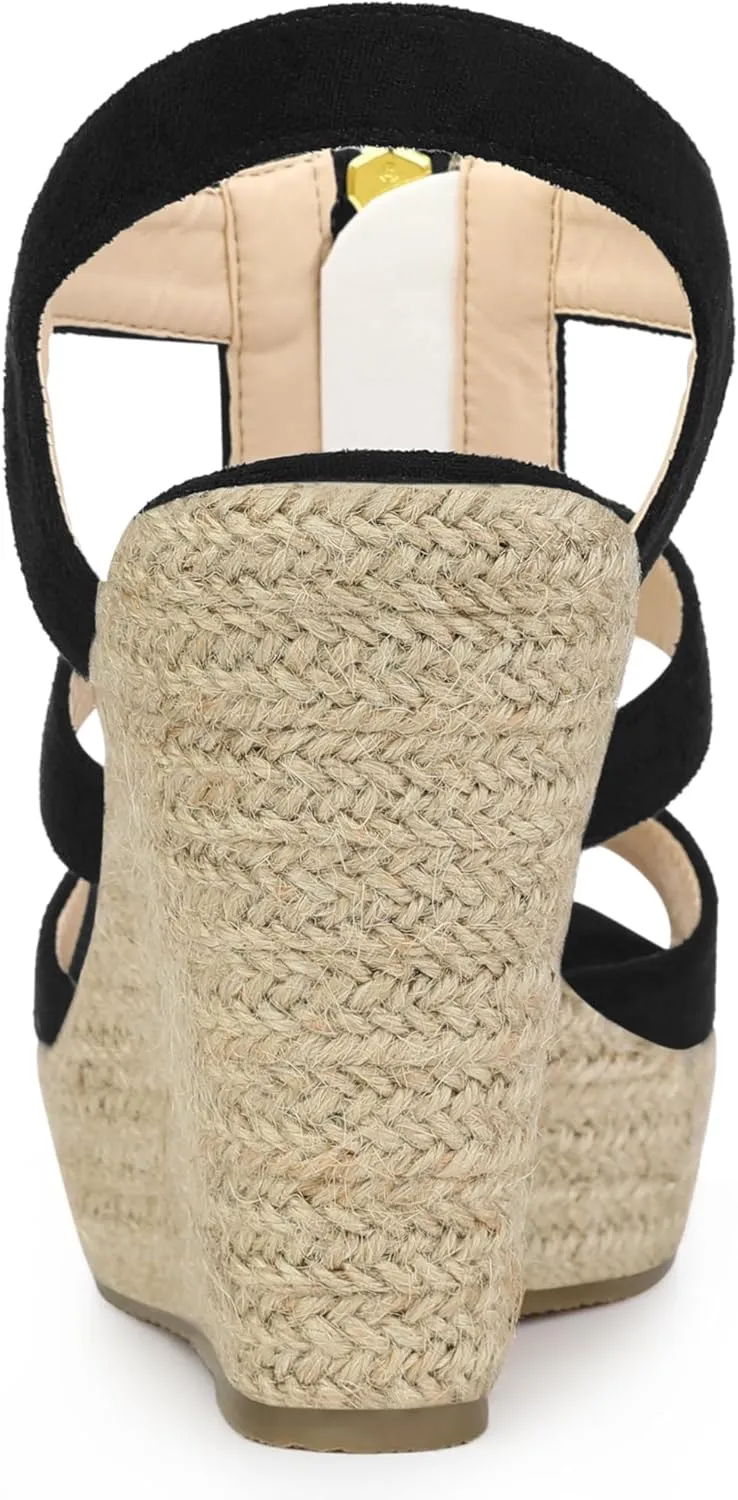 Allegra K Women's Wedges Zipper Sandals Platform Wedges Heels Sandals