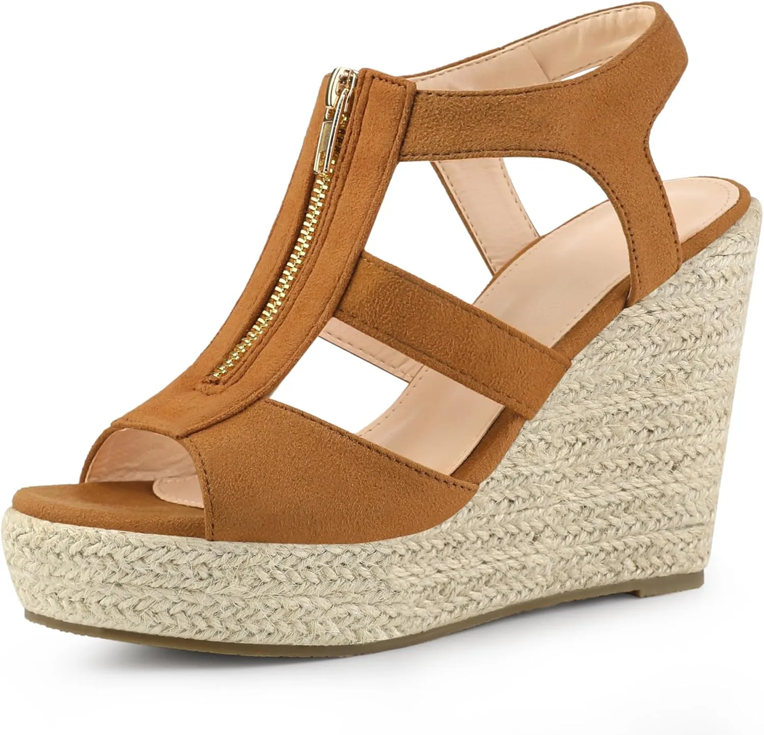 Allegra K Women's Wedges Zipper Sandals Platform Wedges Heels Sandals