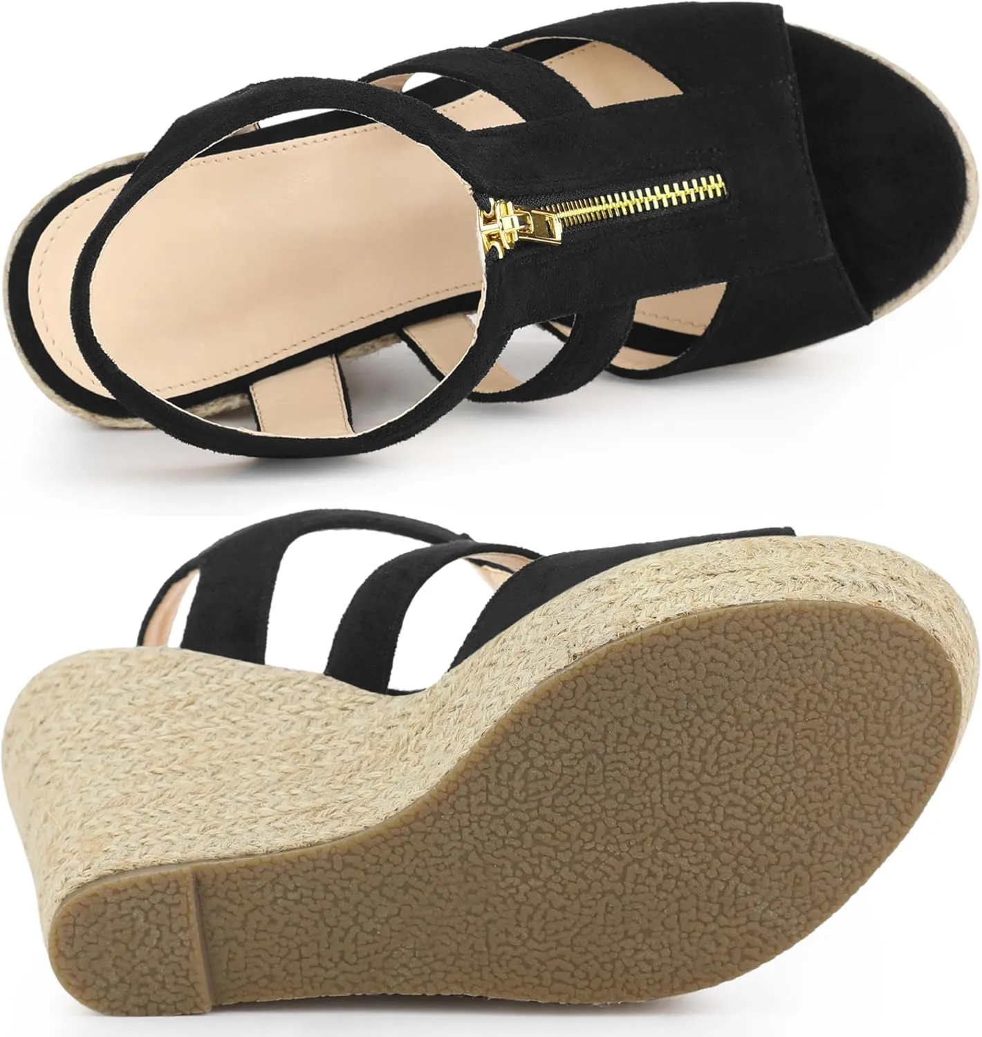 Allegra K Women's Wedges Zipper Sandals Platform Wedges Heels Sandals