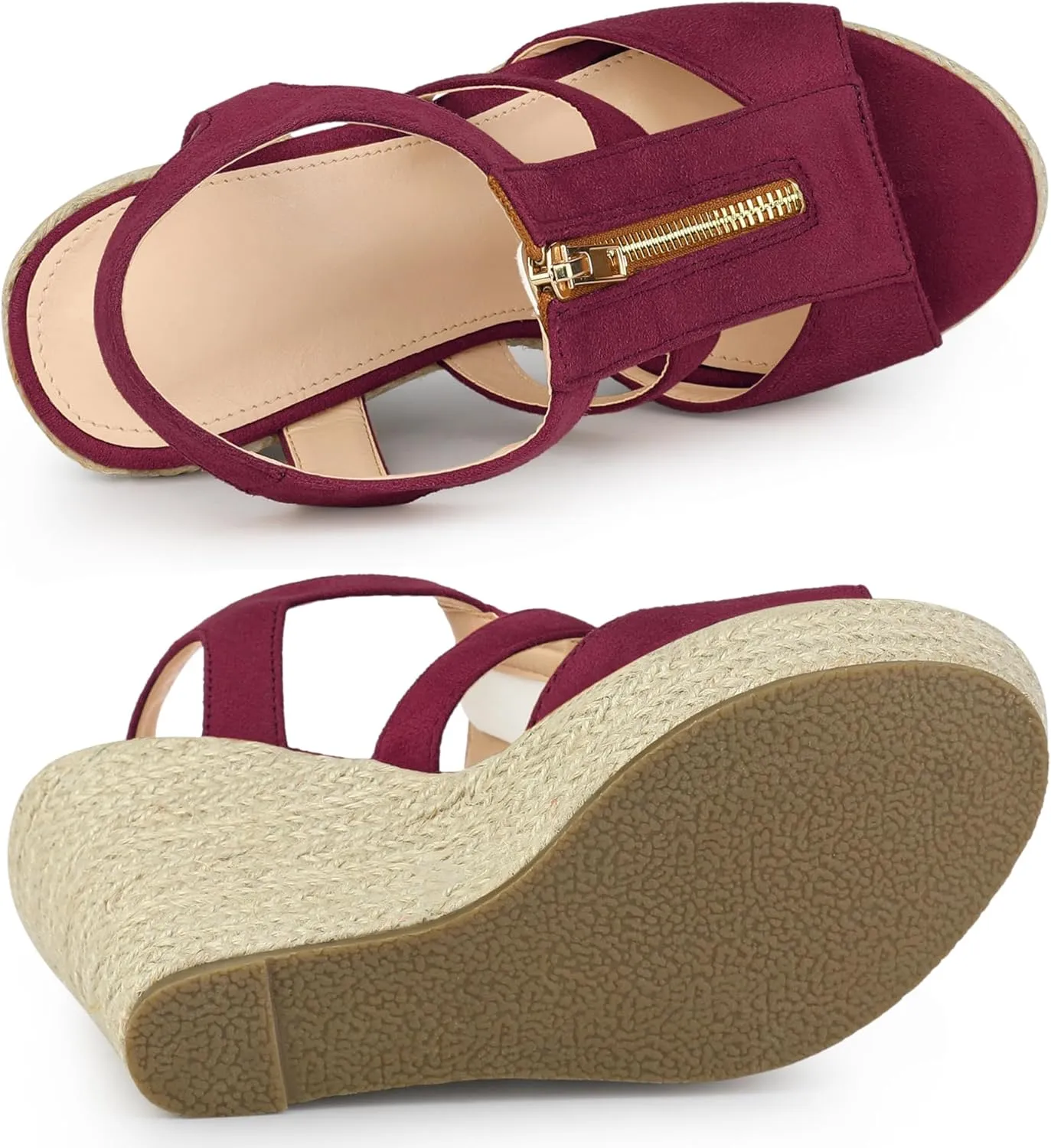 Allegra K Women's Wedges Zipper Sandals Platform Wedges Heels Sandals