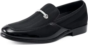 Amali Fay Velvet Men’s Slip-On Shoes with Gold Chain Ornament Dress Shoes for Men Velvet Formal Loafers for Men The Original Smoking Men Tuxedo Dress Shoes