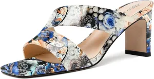 AMBELIGHT Womens Patent Night Club Dress Square Toe Slip On Block Mid Heel Sandals 2.5 Inch