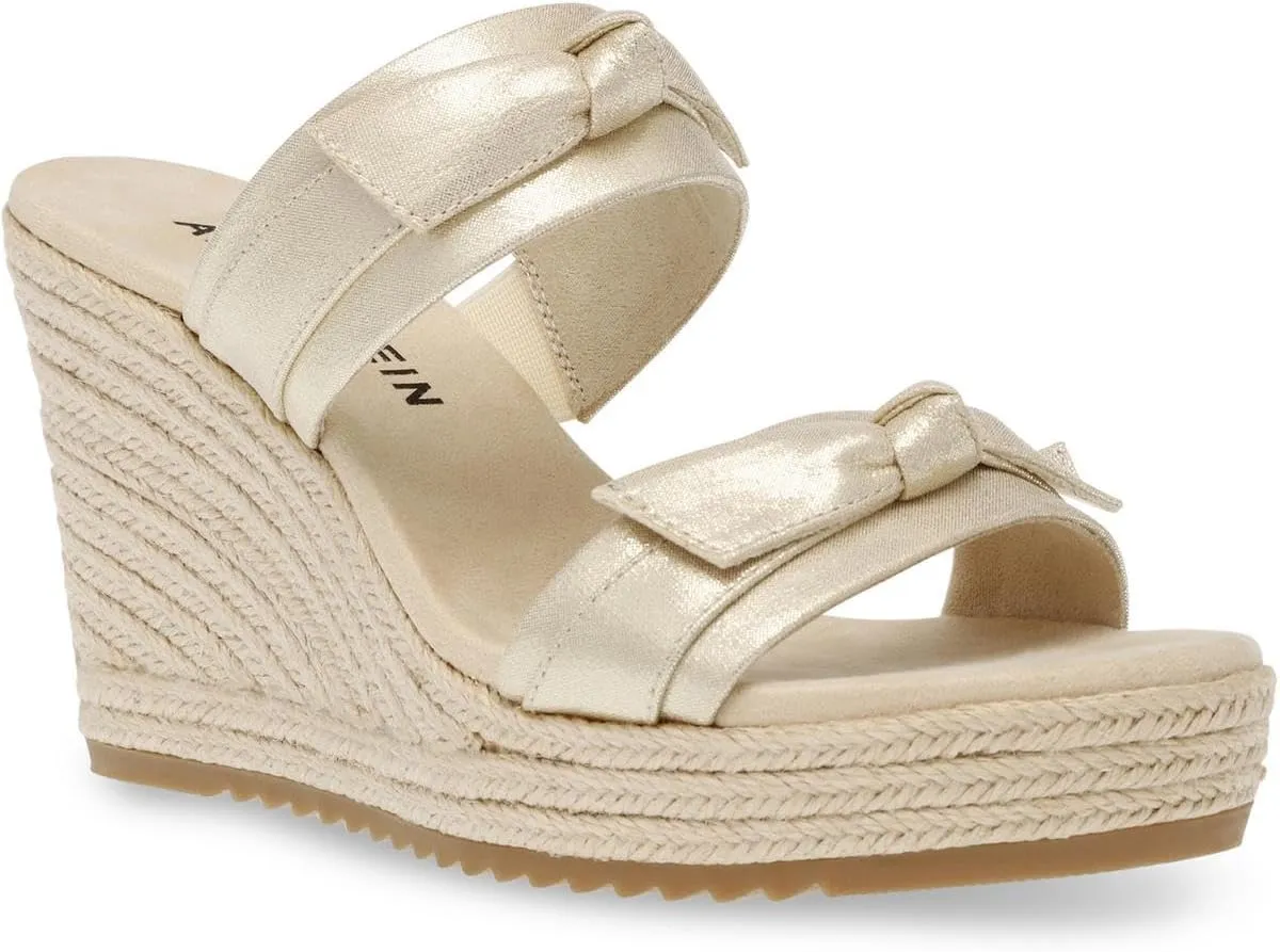 Anne Klein Womens Wiona Slip On Platforms Wedge Sandals