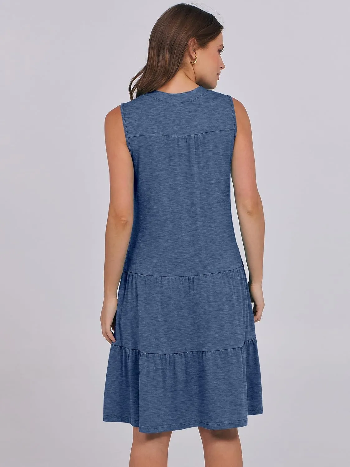 ANRABESS Womens Mini Dresses Sleeveless V Neck Tiered Swing Going Out Beach Vacation Sundress 2025 Summer Casual Outfits