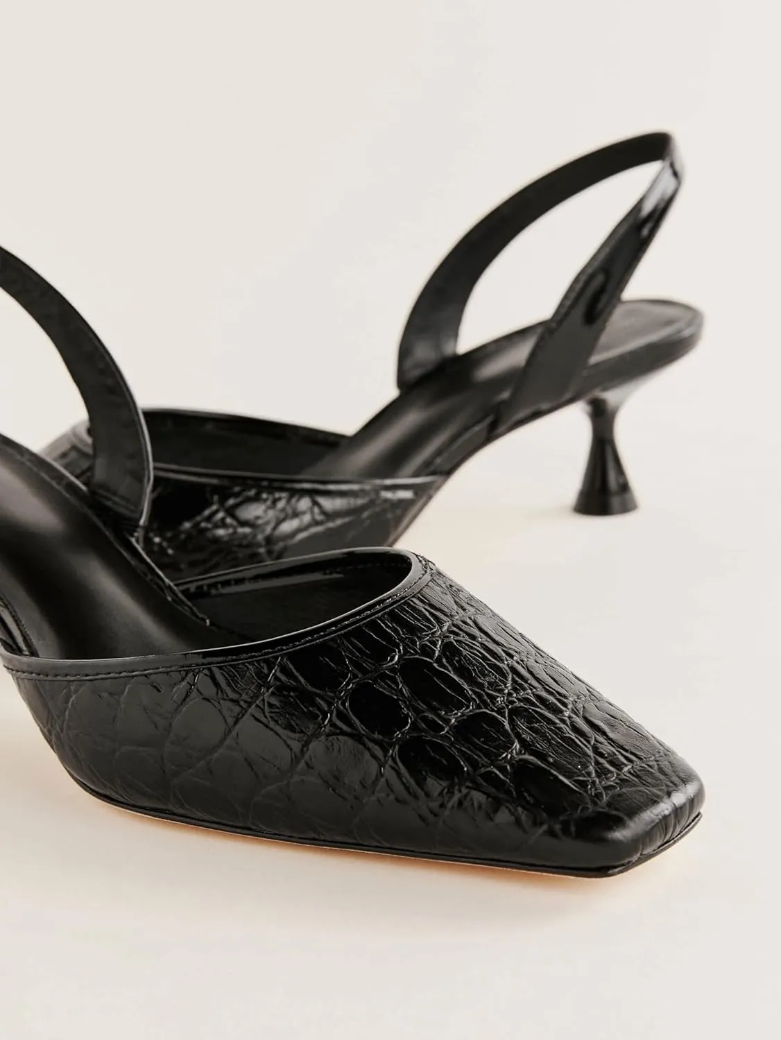 anteikira Women's Slingback Kitten Heels Square Toe Pumps Slip On Comfortable Low Heel Party Dress Shoes for Ladies