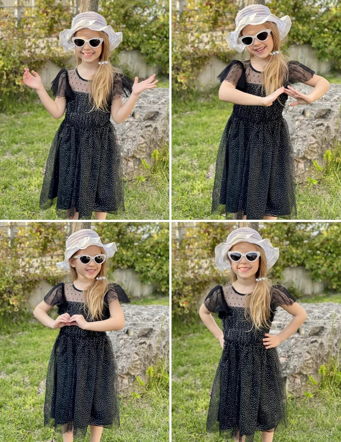 Arshiner Little Girl Dresses Contrast Mesh Ruffle Sleeve Birthday Holiday Princess Toddler Tulle Dress for 2-7 Years Old