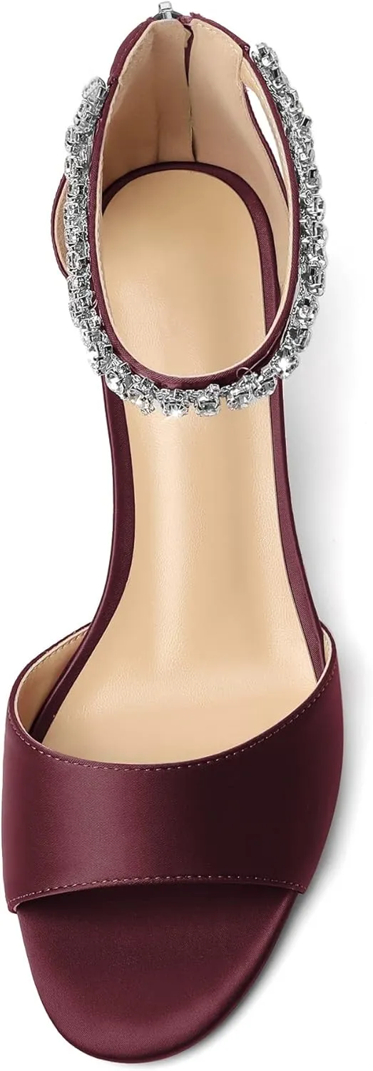 AUMOTED Women Wedge Sandals Peep Open Toe Mid Low Heel Slip-on Slingback Double Elastic Band Heeled Dress Summer Shoes 2 Inch