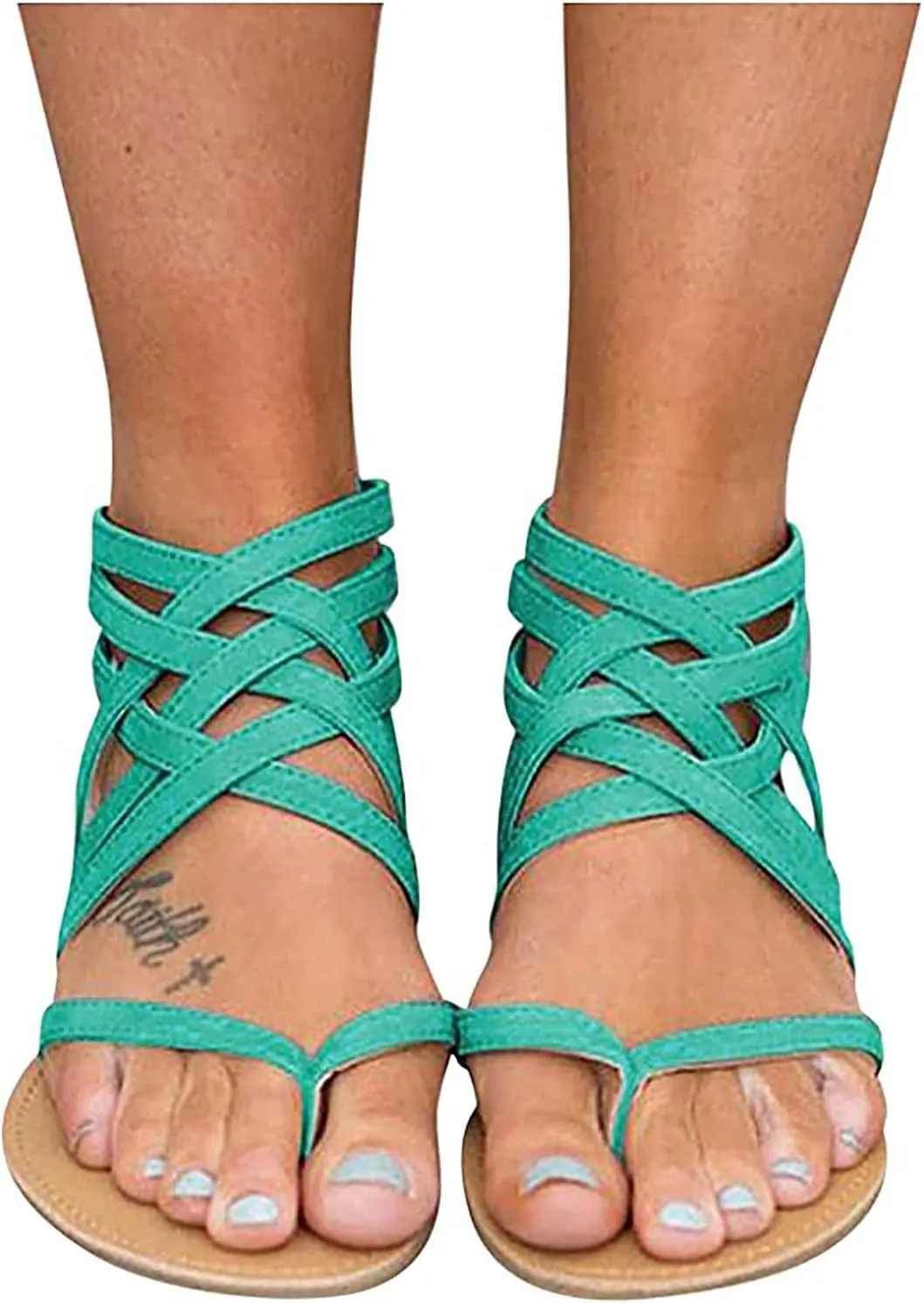 Back Zipper Sandals for Women Summer Ankle Straps Gladiator Flat Sandals Casual Cross Straps Thong Clip Toe Flip Flops Lightweight Beach Shoes Slipper