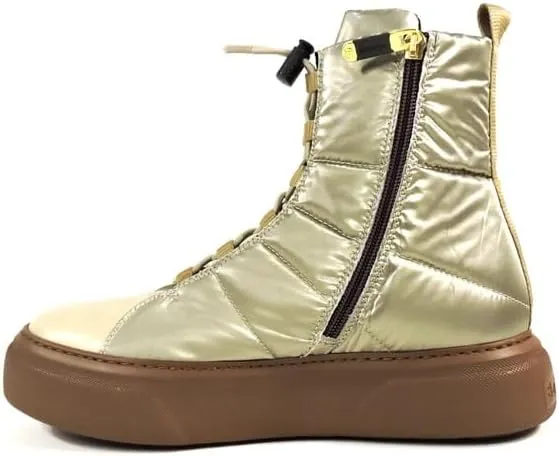 Baldinini Women's Beige Winter Comfort Flat Fashion Booties, Lace-Up/zip