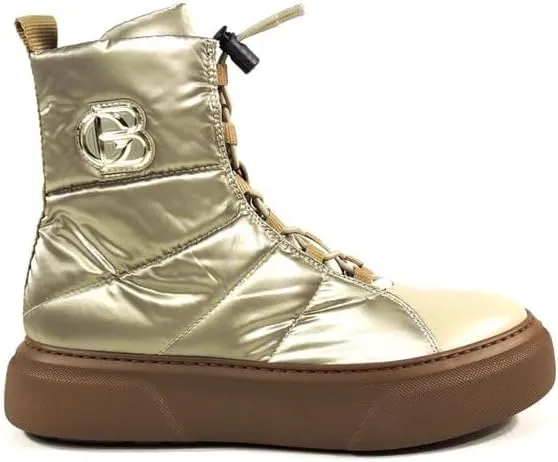 Baldinini Women's Beige Winter Comfort Flat Fashion Booties, Lace-Up/zip