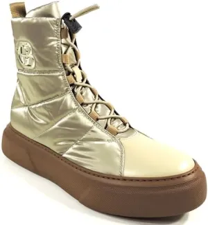 Baldinini Women's Beige Winter Comfort Flat Fashion Booties, Lace-Up/zip