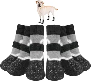 BEAUTYZOO Dog Socks to Prevent Licking Paws, Dog Shoes for Hot/Cold Pavement, Non Slip Dogs Boots & Paw Protectors Reflective with Grips for Hardwood Floor Small Medium Large Senior Dog Booties
